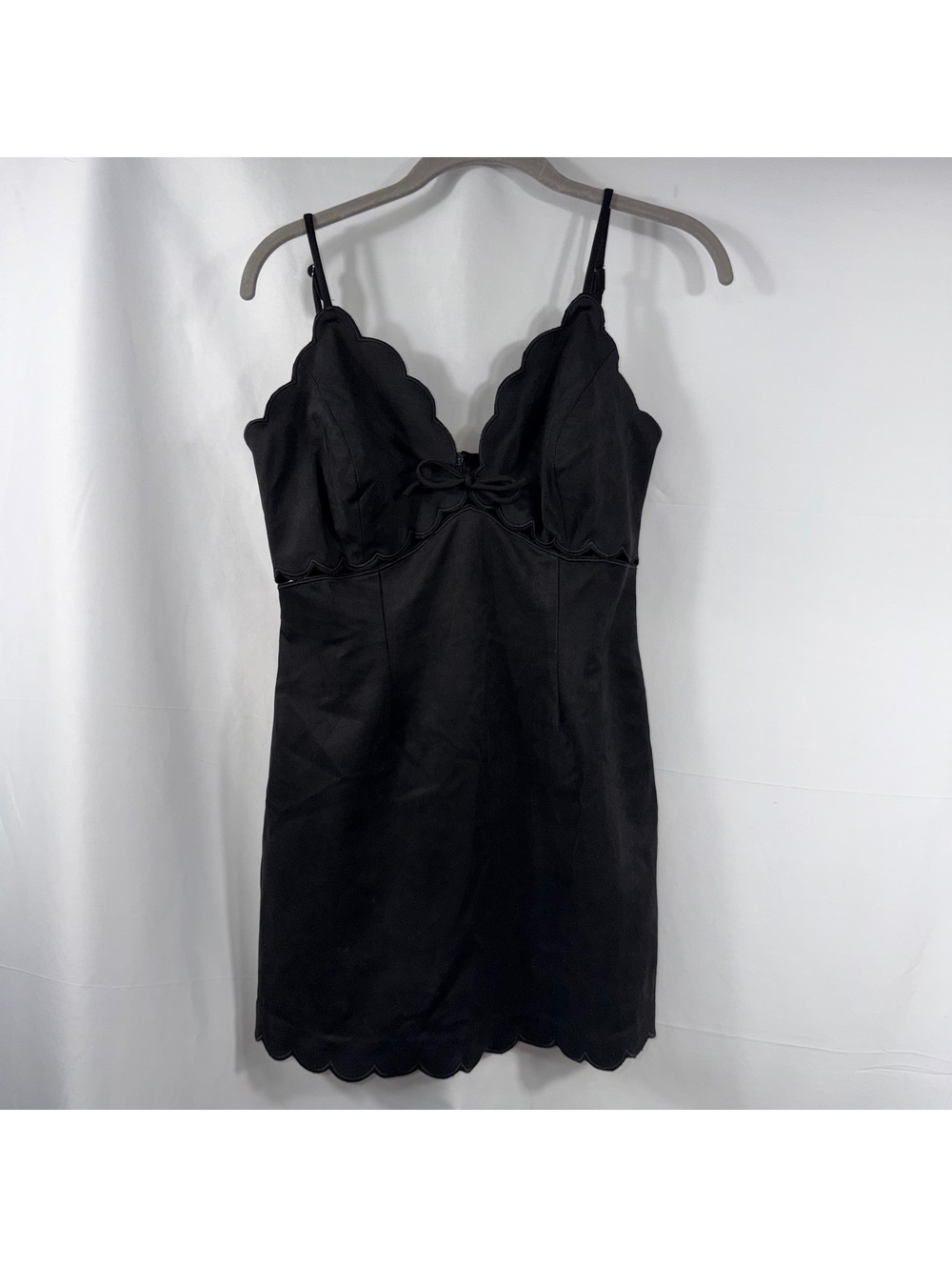 Sky to Moon Black Scallop Bow Mini Dress M